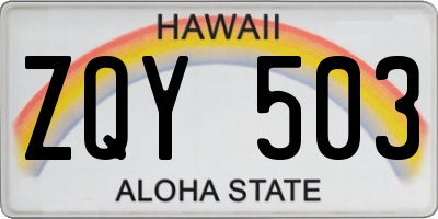 HI license plate ZQY503