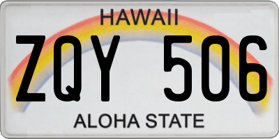 HI license plate ZQY506