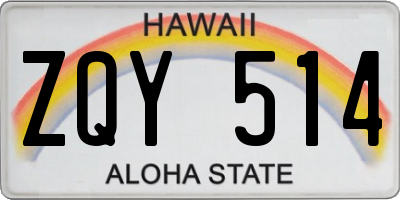 HI license plate ZQY514