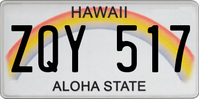 HI license plate ZQY517