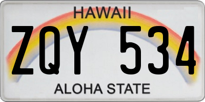 HI license plate ZQY534