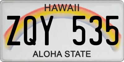 HI license plate ZQY535