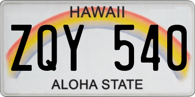 HI license plate ZQY540