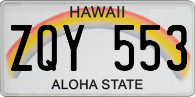 HI license plate ZQY553
