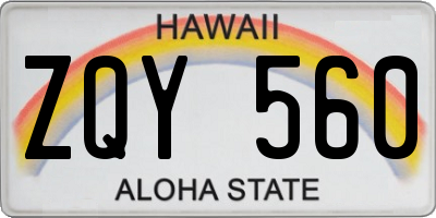 HI license plate ZQY560