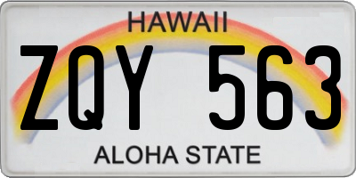 HI license plate ZQY563