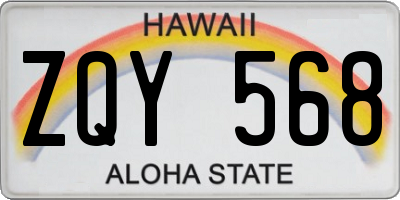HI license plate ZQY568