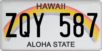 HI license plate ZQY587