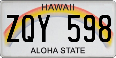 HI license plate ZQY598