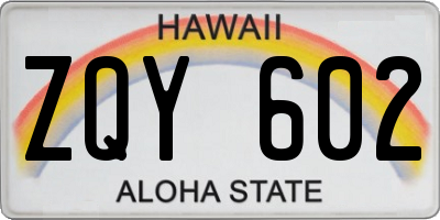 HI license plate ZQY602