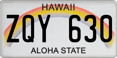 HI license plate ZQY630