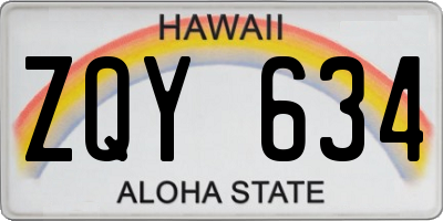 HI license plate ZQY634