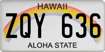 HI license plate ZQY636