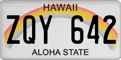 HI license plate ZQY642