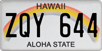 HI license plate ZQY644
