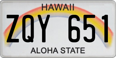 HI license plate ZQY651