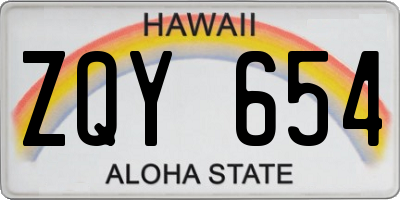 HI license plate ZQY654
