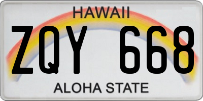 HI license plate ZQY668