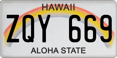 HI license plate ZQY669