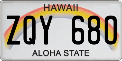 HI license plate ZQY680