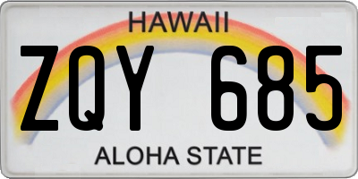 HI license plate ZQY685