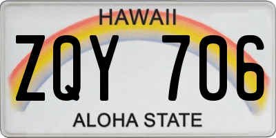 HI license plate ZQY706