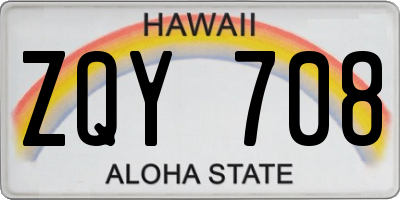 HI license plate ZQY708