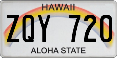 HI license plate ZQY720