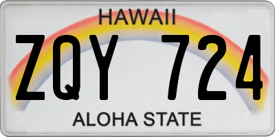 HI license plate ZQY724