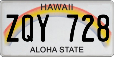 HI license plate ZQY728