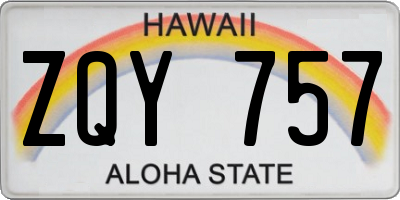 HI license plate ZQY757