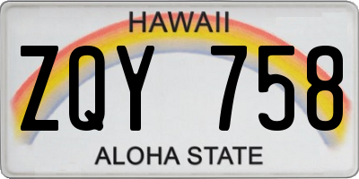 HI license plate ZQY758