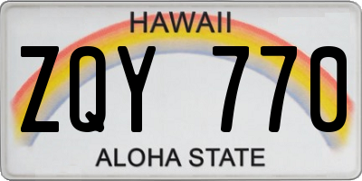 HI license plate ZQY770
