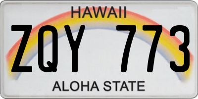 HI license plate ZQY773