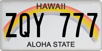 HI license plate ZQY777