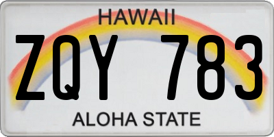 HI license plate ZQY783