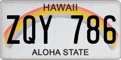 HI license plate ZQY786