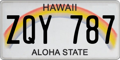HI license plate ZQY787
