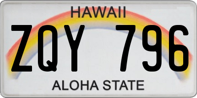 HI license plate ZQY796