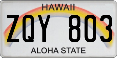 HI license plate ZQY803