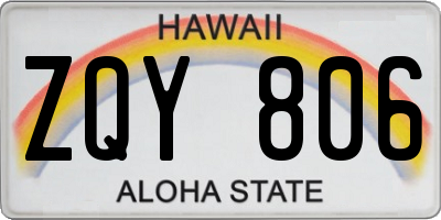 HI license plate ZQY806