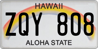 HI license plate ZQY808