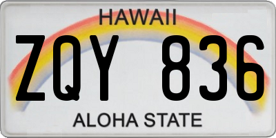 HI license plate ZQY836
