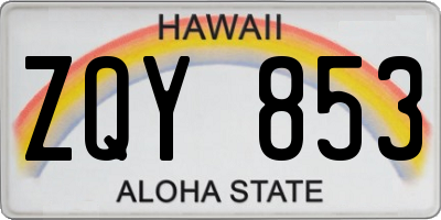 HI license plate ZQY853