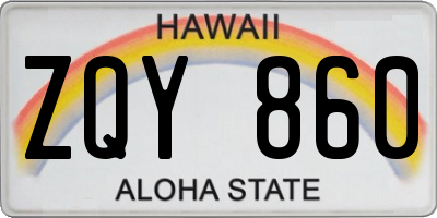 HI license plate ZQY860