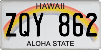 HI license plate ZQY862