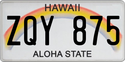 HI license plate ZQY875