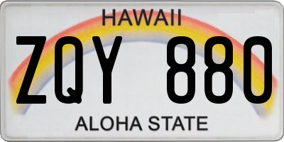 HI license plate ZQY880