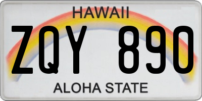 HI license plate ZQY890