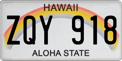 HI license plate ZQY918